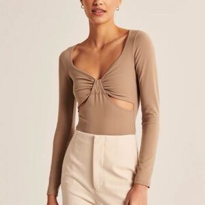 Abercrombie & Fitch Beige Cutout Bodysuit